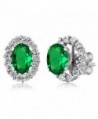 1.16 Ct Oval Green Nano Emerald 925 Sterling Silver Stud Earrings with Jackets - CK11MDEX7UD