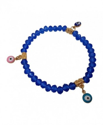 Evil Eye Charm Bracelet For Women Blue Crystal Beads Stretch Bracelets Protection Amulet Handmade - CW185ZQK3LN