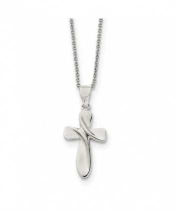 Sterling Silver Polished Open back Cross Necklace - 18 Inch - Spring Ring - CH113ODG5NN