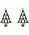 Clip On Earrings Store Green Enamel and Multi Crystal Christmas Tree and Angel Clip on Earrings - C111RRHDE3B