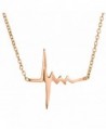 Heartbeat EKG Love Pendant Necklace .925 Sterling Silver Rose Gold Tone GIFT Box Valentine's Day - CL11YPMFX4J