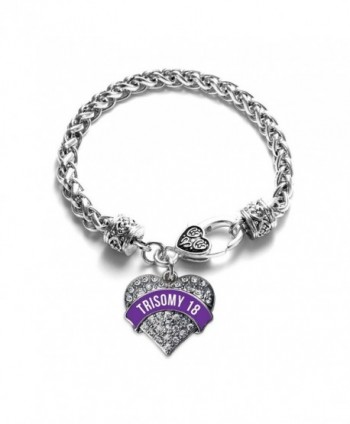 Inspired Silver Trisomy 18 Awareness Pave Heart Braided Bracelet - CW12F653OZX