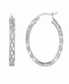 Sterling Silver Rhodium Finish Shiny Diamond Cut Weaved Oval Hoop Earrings- Diameter 30mm - CH11QA366UF