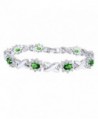 Simulated Emerald and Cubic Zirconia Link Womens XO Bracelet In Gold Over Brass - white-gold-plated-base - C812NSZIGJF