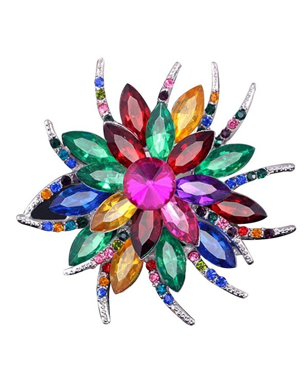 Ailer Fashionable Brooches Pins for Women Bouquet Flower Wedding Created Crystal Brooch - Multi-color - C4186I0C2MK