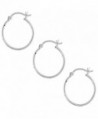 3 Pairs Sterling Silver Tube Hoop Earrings with Post-Snap Closure- 1mm thin 13/16 inch round - CA11C03029L