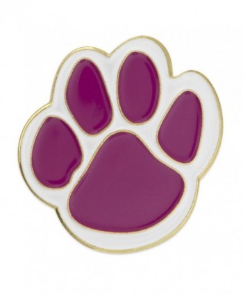 PinMart's Purple and White Animal Paw Print School Mascot Enamel Lapel Pin - CL119PEOX7P