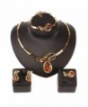 Fashion Women Wedding Party Gold Plated Crystal Gem Necklace Jewelry Set - Brown - C912HOKUDBB