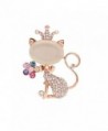 JewelryHouse Colourful Flower Cat Crown Wedding Brooch Pin - C812N1VKQJX