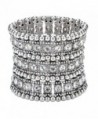 Szxc Jewelry Women's Multilayer Crystal Stretch Bracelet 3 Row - silver - CI17YL08CIL