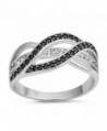 Sterling Silver Elegant Simulated Diamond & Gemstone Infinity Twisted Band Ring Sizes 5-12 - Simulated Black Onyx - C117Y28O6X2