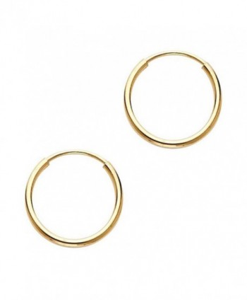 Women's 14k Yellow Gold 1mm Wide Endless Classic Hoop Earrings (0.55" Diameter) - CF12IIVMZNT