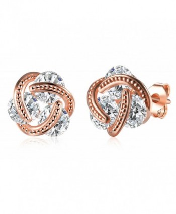 Ear Wire Ear Cuff Stud Earring Jewelry Crystal Cubic Zirconia Hoop Pierced Earring Gold Brass - Rose Gold - CZ12N4QQ2AO