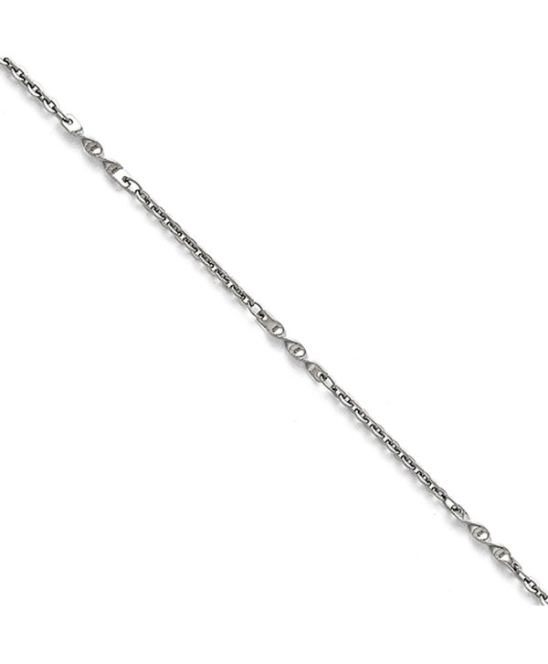 Black Bow Jewelry Stainless Steel 2mm Cable & Twisted Bar Link Anklet- 9.5 Inch - C411P5EKV2P