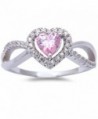 Pink Cubic Zirconia & White Cubic Zirconia Heart .925 Sterling Silver Ring Sizes 5-10 - CG11O5BAIP3