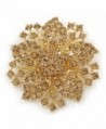 Victorian Style Corsage Flower Brooch In Gold Tone & Champagne Coloured Crystals - 55mm Across - CC12E08XJKR