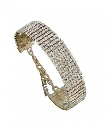 SusenstoneCrystal Rhinestone Bracelet Bangle- Wedding Bridal Wristband - C41279CMOGL