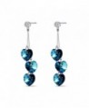 T400 Jewelers " Heart By Heart " Drop Earrings With Blue Swarovski Crystals Classic Sensitive Style - CC184UXQ9QX