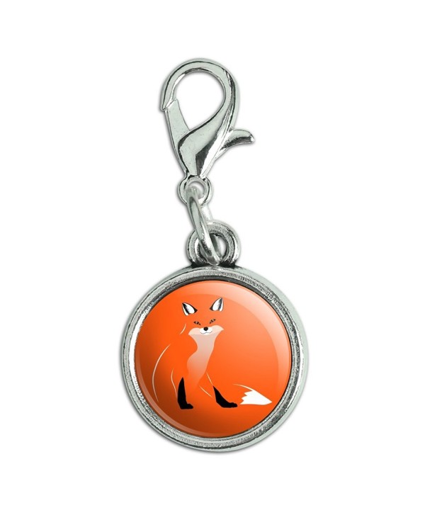 Stylish Red Foxy Fox Antiqued Bracelet Pendant Zipper Pull Charm with Lobster Clasp - CE185WHZXNT