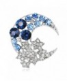 SANWOOD Women's Crescent Moon Star Bling Rhinestone Scarf Hat Brooch Broch Pin Breastpin Gift - Blue - CR183M22Y22