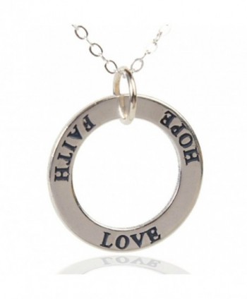 Faith- Love- Hope Necklace- Sterling Silver Circle Pendant Eternity Circle- Religious Spiritual Gift - CJ12NT0SHLA
