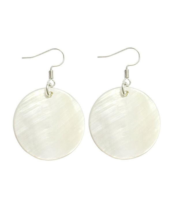 Natural White Sea Shell Silver Drop Dangle Earrings Women Girl Gift Beach Jewelry - C3183ISXR0N