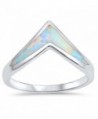 CHOOSE YOUR COLOR Sterling Silver Chevron Ring - White Simulated Opal - CX12N9QKG6U