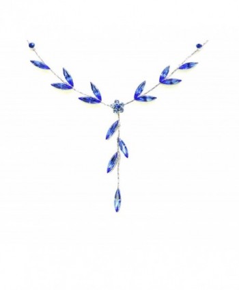 Faship Gorgeous Sapphire Color Blue Floral Necklace Earrings Set - CJ11U5Z4DGT