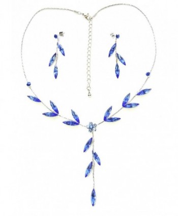 Faship Gorgeous Sapphire Necklace Earrings in Women's Jewelry Sets