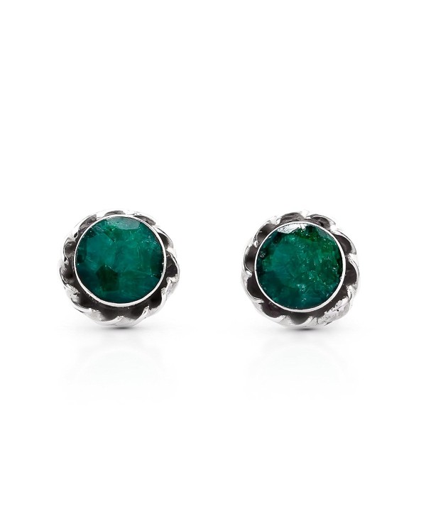 Created Emerald Stud Earrings 925 Sterling Silver - CZ187ANGHCA