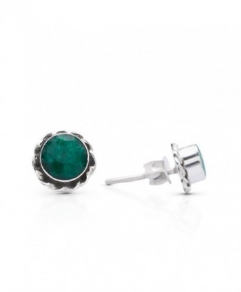 Created Emerald Earrings Sterling Silver