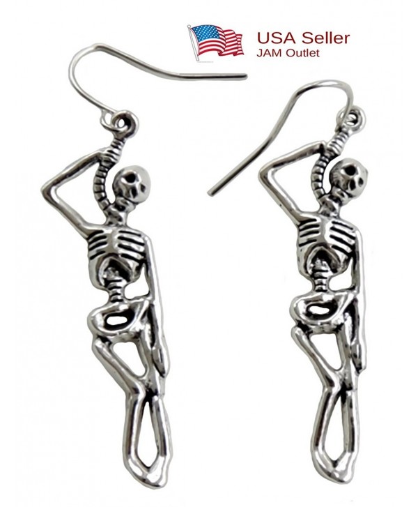 Hanging Skeleton Halloween Gothic Earrings - Silver Hypoallergenic Jewelry - US SHIPPING! - CA12N1ZQEP7