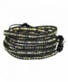 Beautiful Silvertone- Goldtone- Gray Nugget Bead Leather Wrap Bracelet- 5 Times Wrap - CD110OMB1BX