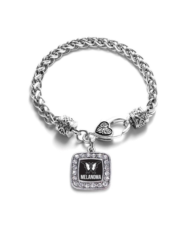Melanoma Awareness Classic Silver Plated Square Crystal Charm Bracelet - CJ11K6OBO9D