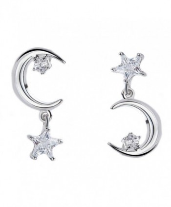 Helen de Lete Moon and Star Asymmetric Cycle 925 Sterling Silver Stud Earrings - CQ12NTLYOSB