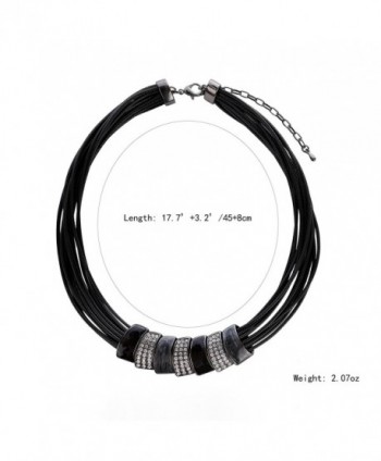 Black Statement Necklace Women Leather in Women's Collar Necklaces