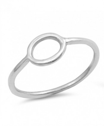 Simple Geometic Oval Round Loop Ring New .925 Sterling Silver Band Sizes 4-10 - CA12NZHLAPT