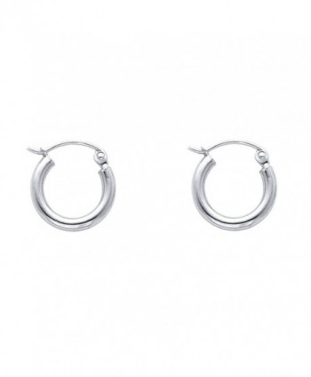 14k White Gold 2mm Thickness Hinged Hoop Earrings - 10 Different Size Available - C1115G2ZLGR