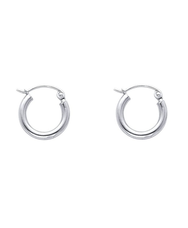 14k White Gold 2mm Thickness Hinged Hoop Earrings - 10 Different Size Available - C1115G2ZLGR
