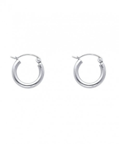 14k White Gold 2mm Thickness Hinged Hoop Earrings - 10 Different Size ...