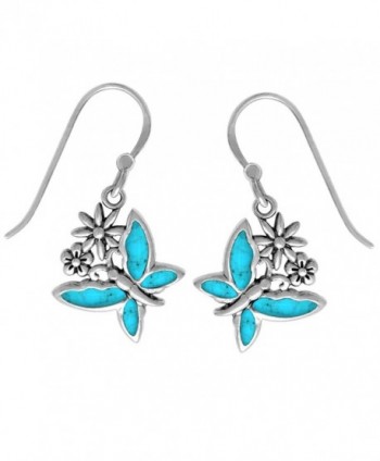 Boma Sterling Silver Butterfly Earrings - Turquoise - CL11V2Q5QLL