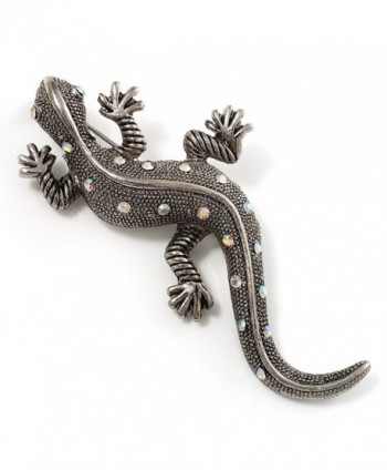 Large Vintage Diamante Lizard Brooch (Silver Tone) - CQ115C5Y36R