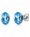 1.60 Ct Oval Shape Swiss Blue Topaz Sterling Silver Stud Earrings - CB1178057G9