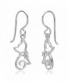 925 Sterling Silver Cubic Zirconia CZ Open Little Cat Dangle Earrings - CM1100IXO0R