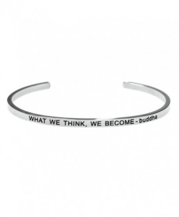What We Think- We Become - buddha Inspirational Message Simple Stainless Steel Bracelet - C312M0QH85N