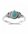 CHOOSE YOUR COLOR Sterling Silver Teardrop Ring - Simulated Turquoise - CJ11Y23F15H