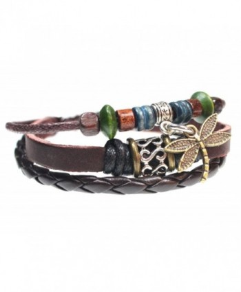 Dragonfly Leather Zen Bracelet- Fits 6 to 9 Inches in Gift Box - CA1178M4RIV