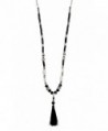 Black and White Beaded Tassel Necklace | SPUNKYsoul Collection - C5188H0QSAR