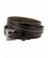 Black Napoli Leather Belt Buckle Triple Wrap Strap Bracelet 26 inches - CG12IQ17VCL