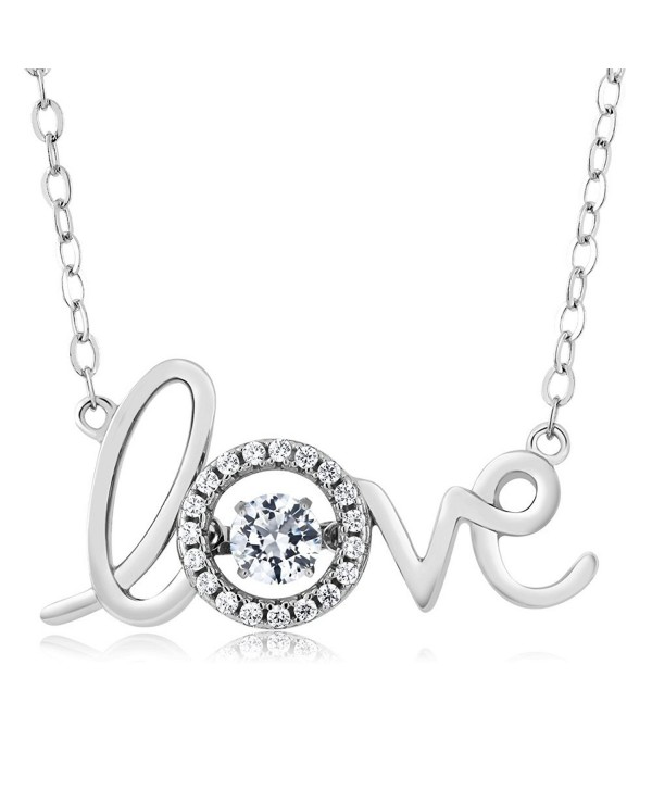 Sterling Silver Dancing Love Pendant with Chain Made With Swarovski Zirconia 16" + 2" Extender - C012BK8J481